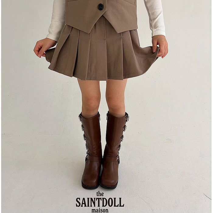 中大童女童洋气纯色百褶短裙Saintdoll韩国代购童装26秋款裤裙066
