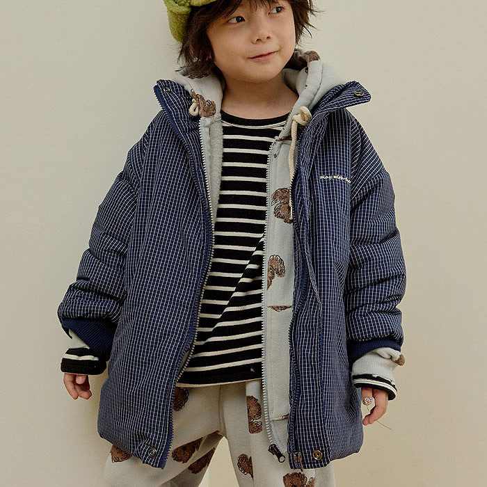 中大童男女童洋气格子棉外套 NAVI韩国童装代购26冬款儿童棉服003