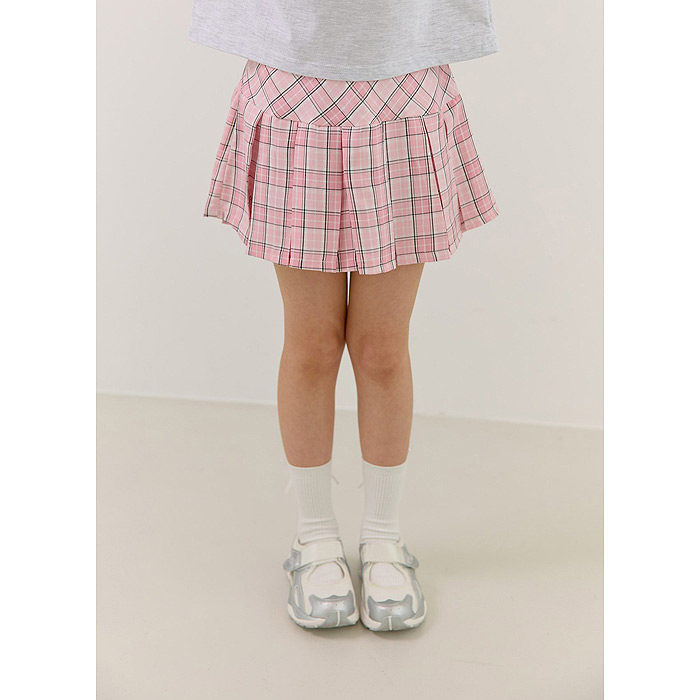 中大童女童格子学院风百褶裙裤 BOOM韩国代购童装26夏儿童短裙780
