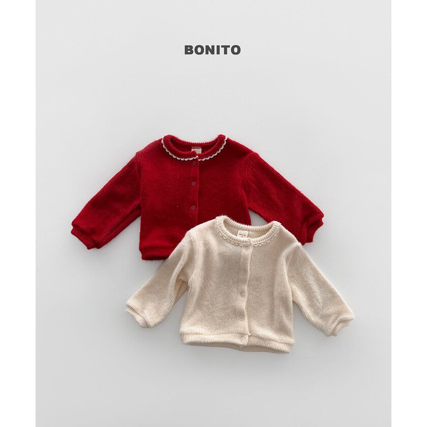 女童小童蕾丝边公主纯色开衫 Bonito韩国代购童装26冬儿童外套630