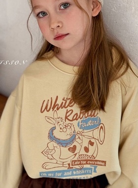 儿童卡通字母加绒卫衣 POISSON韩国代购进口童装2025冬款女童143