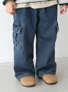 儿童休闲工装牛仔裤 WITTY韩国童装代购25冬款中大男女童长裤824