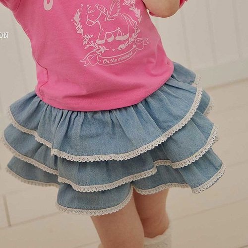女童儿童洋气蕾丝边蛋糕短裙 MELIKEY韩国代购童装26夏款小童659