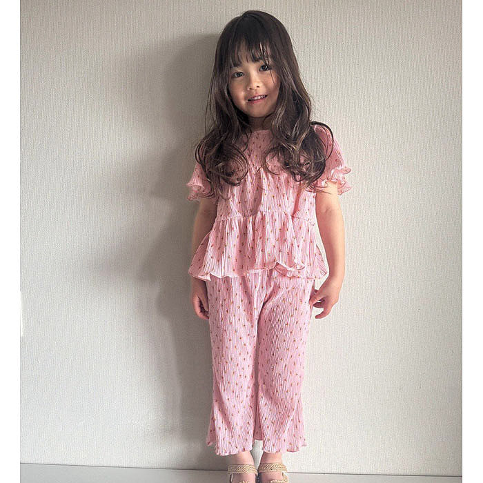 女童小童甜美公主短袖长裤套装 PEACH韩国代购童装26夏款儿童866