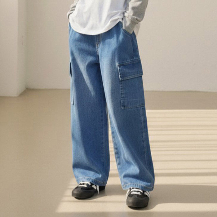 ABLE儿童工装直筒牛仔裤 韩国童装代购26春款中大童男女童长裤839