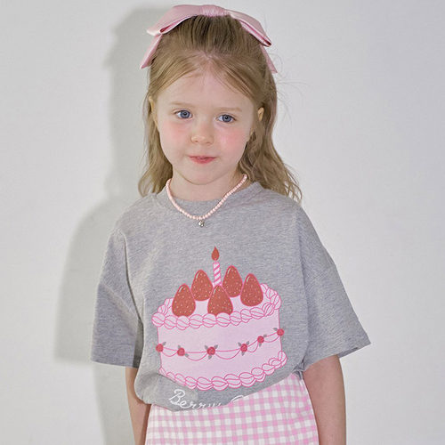 女童小童蛋糕休闲短袖T恤 berry韩国童装代购26夏季款儿童上衣040