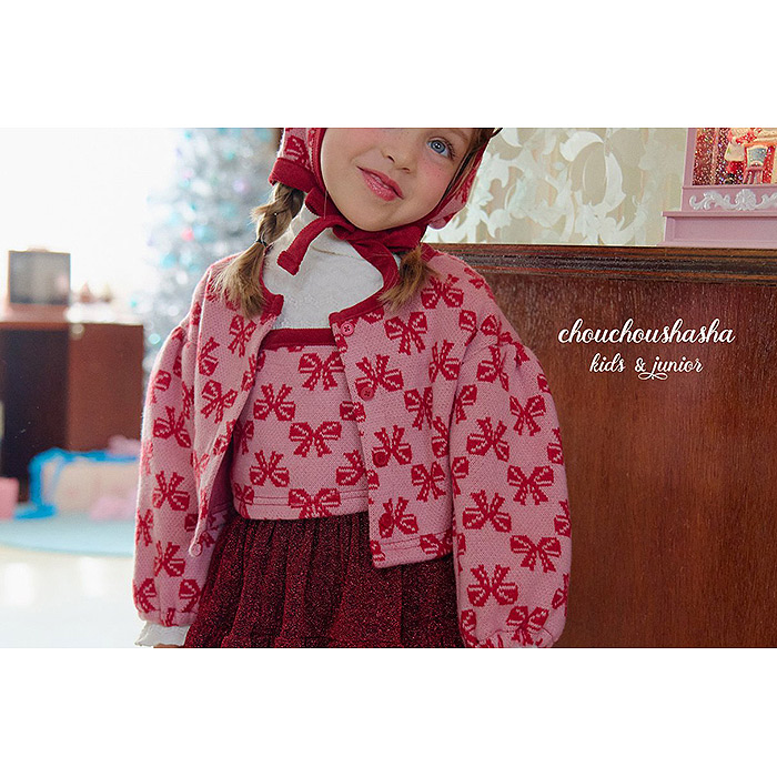 儿童蝴蝶结吊带两件套开衫外套 SHA韩国南大门童装25冬款女童219