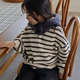 儿童条纹休闲加绒保暖卫衣 女童上衣083 2025冬款 韩国代购 进口童装
