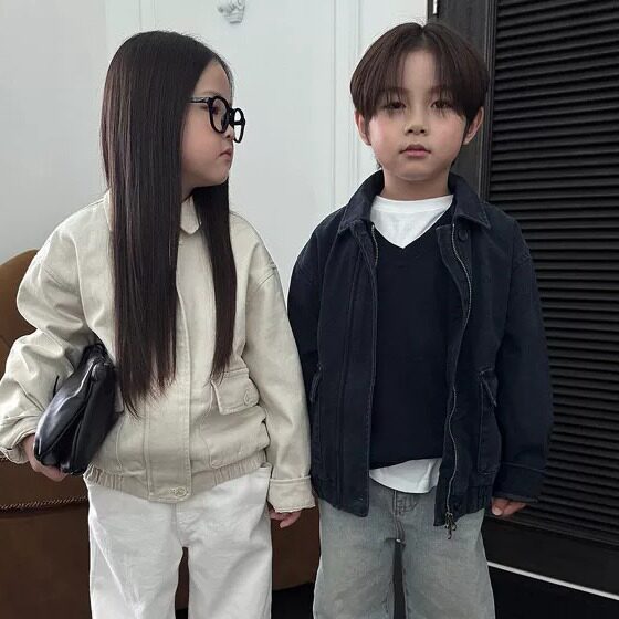中大童男女童纯色时尚翻领外套 OUR韩国代购童装26秋儿童夹克513