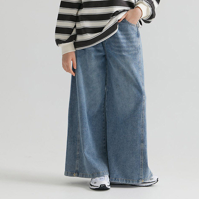 DAWON中大女童阔腿喇叭牛仔裤 韩国代购童装2026春款儿童长裤098