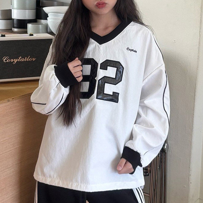中大童男女童时尚V领数字T恤 MATILDA韩国代购童装26秋款儿童986