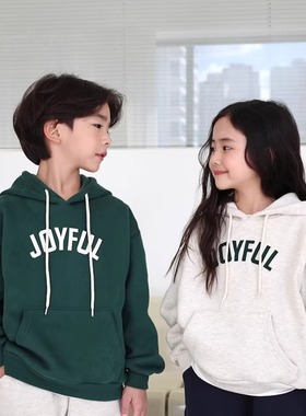 儿童加绒字母连帽卫衣 WITTY韩国南大门童装25冬款中大男女童824