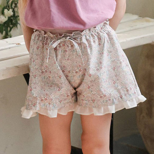 儿童小童甜美碎花荷叶边短裤FLO韩国代购南大门童装26夏款女童551