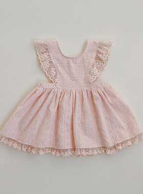 女童小童蕾丝边公主迷你背心裙FLO韩国进口童装代购26春款儿童551