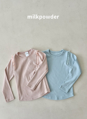 百搭纯色蕾丝T恤 MilkPowder韩国进口童装代购26春款儿童女童542