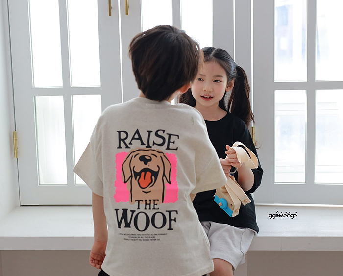 男女童卡通小狗亲子短袖T恤韩国南大门童装24夏款中大童上衣261