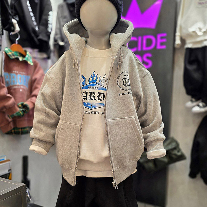 儿童字母加绒拉链连帽外套 Decide韩国代购童装25冬中大男女童921