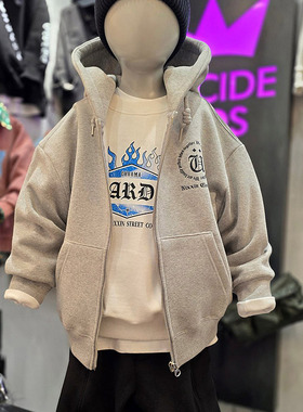 儿童字母加绒拉链连帽外套 Decide韩国代购童装25冬中大男女童921