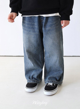 儿童直筒宽松牛仔裤 WITTY韩国进口童装25冬款中大男女童长裤824