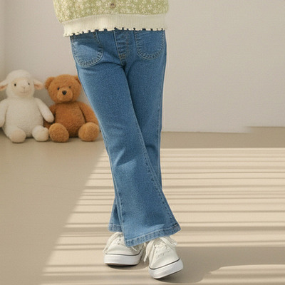 OrangeMom百搭牛仔喇叭裤 韩国进口童装代购26春款儿童男女童613