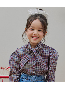 中大童女童蝴蝶结泡泡袖衬衫 Dore韩国代购进口童装26春款儿童431