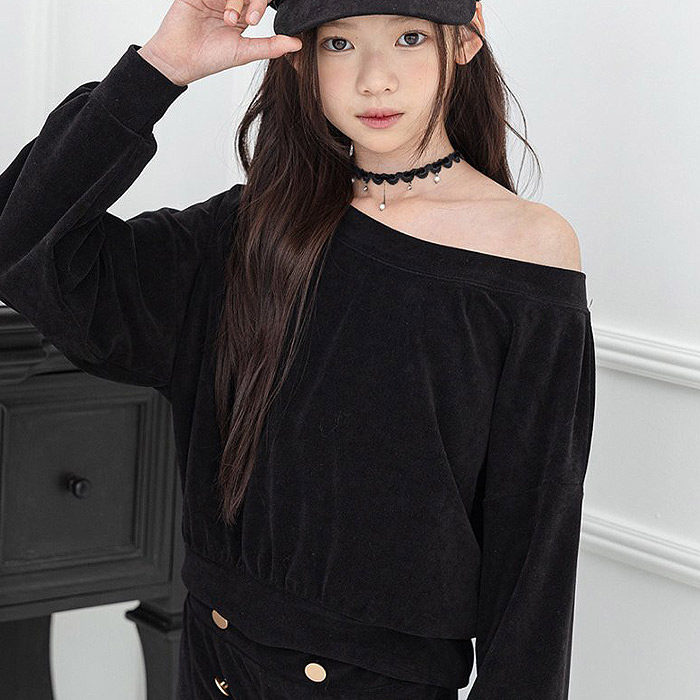 中大童女童宽松短款丝绒卫衣 ZAN韩国代购童装26冬季儿童上衣150