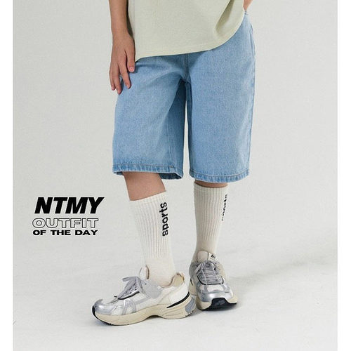 现JL码 中大童男女童时尚牛仔五分裤 NTMY韩国童装26夏款儿童803