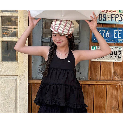 现19码 中大童女童洋气挂脖菲边背心 MATILDA韩国童装26夏款986