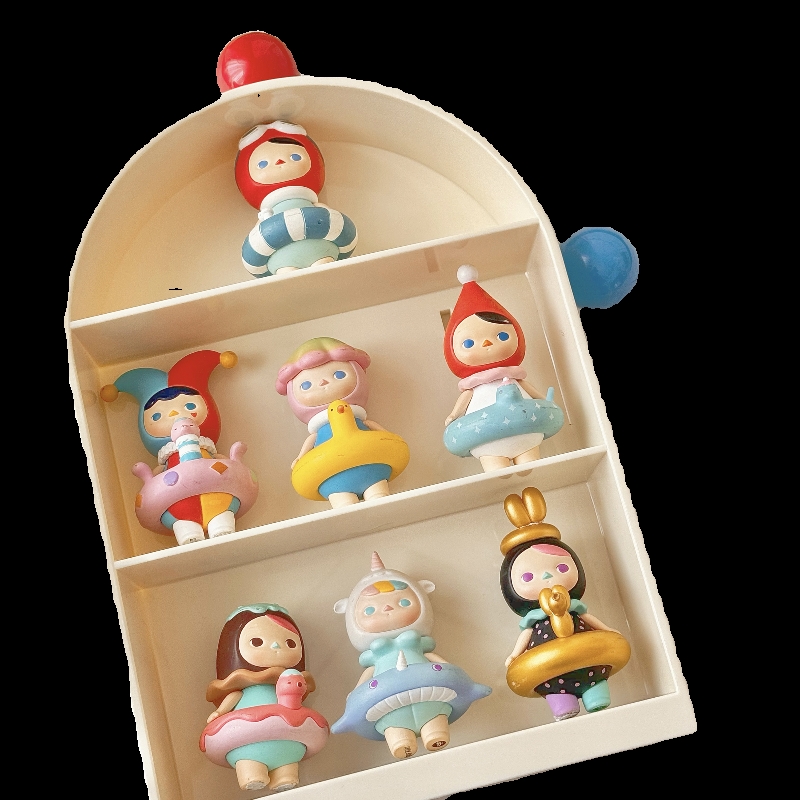 多巴胺盲盒展示盒手办置物架公仔展示盒奶油风可爱摆件手办展示柜