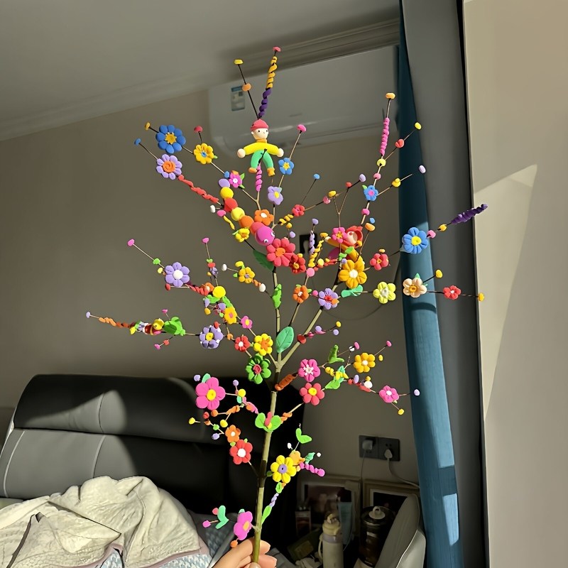 小红书同款【枯木逢春】树枝粘土花材料包亲子手工制作元旦新年客,玩具/童车/益智/积木/模型,粘土/超轻粘土,淘宝优惠券,粉丝福利购,淘宝优惠卷