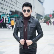 Mùa đông nam mới mỏng da ngắn xu hướng thời trang Hàn Quốc áo khoác da dày trẻ trung cộng với áo khoác da nhung - Quần áo lông thú