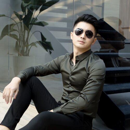 雅痞刺绣字母男士长袖衬衫