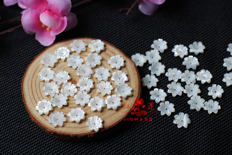 【红莲】DIY饰品配件天然白蝶贝立体碗花 复古 手工发簪饰品材料