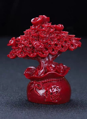 天然朱砂摇钱树招财发财旺宅聚宝盆原矿紫金砂家用桌面摆件