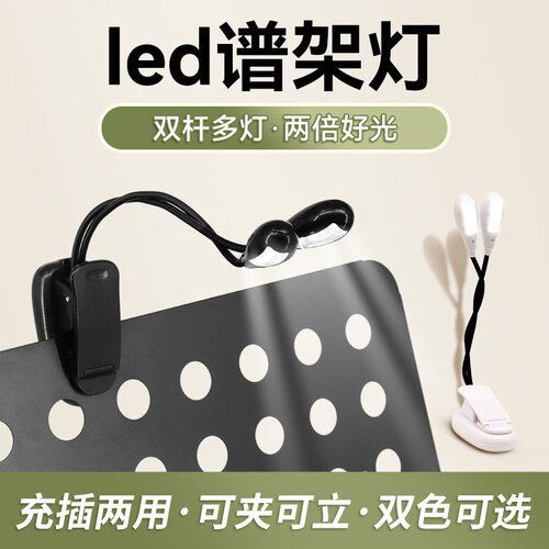 跨境充电谱架灯LED乐谱灯USB夹式谱台灯吉他乐器双头可调节钢琴灯