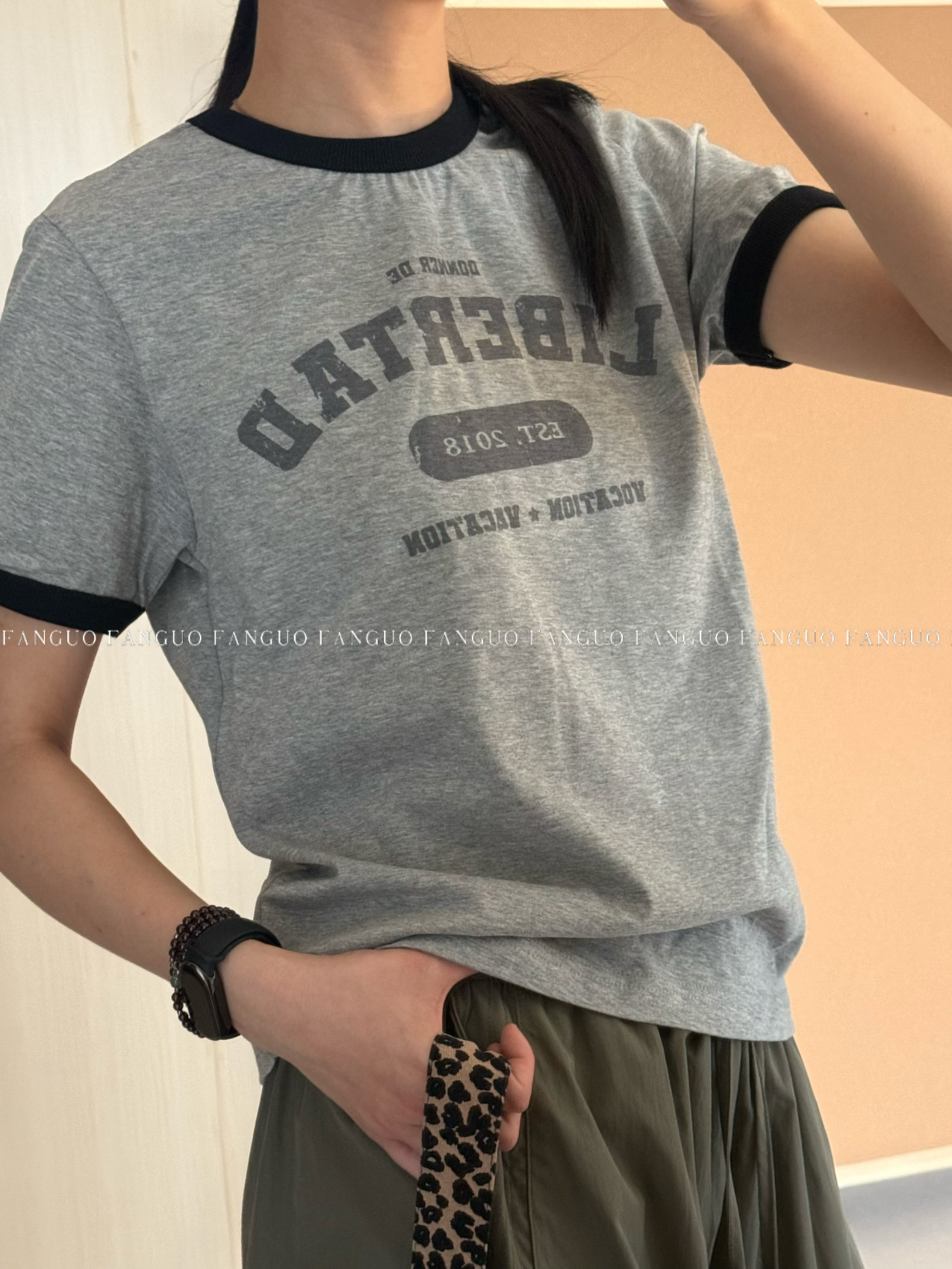 【李世荣同款】日常百搭！减龄美式复古撞色字母短袖T恤女夏款