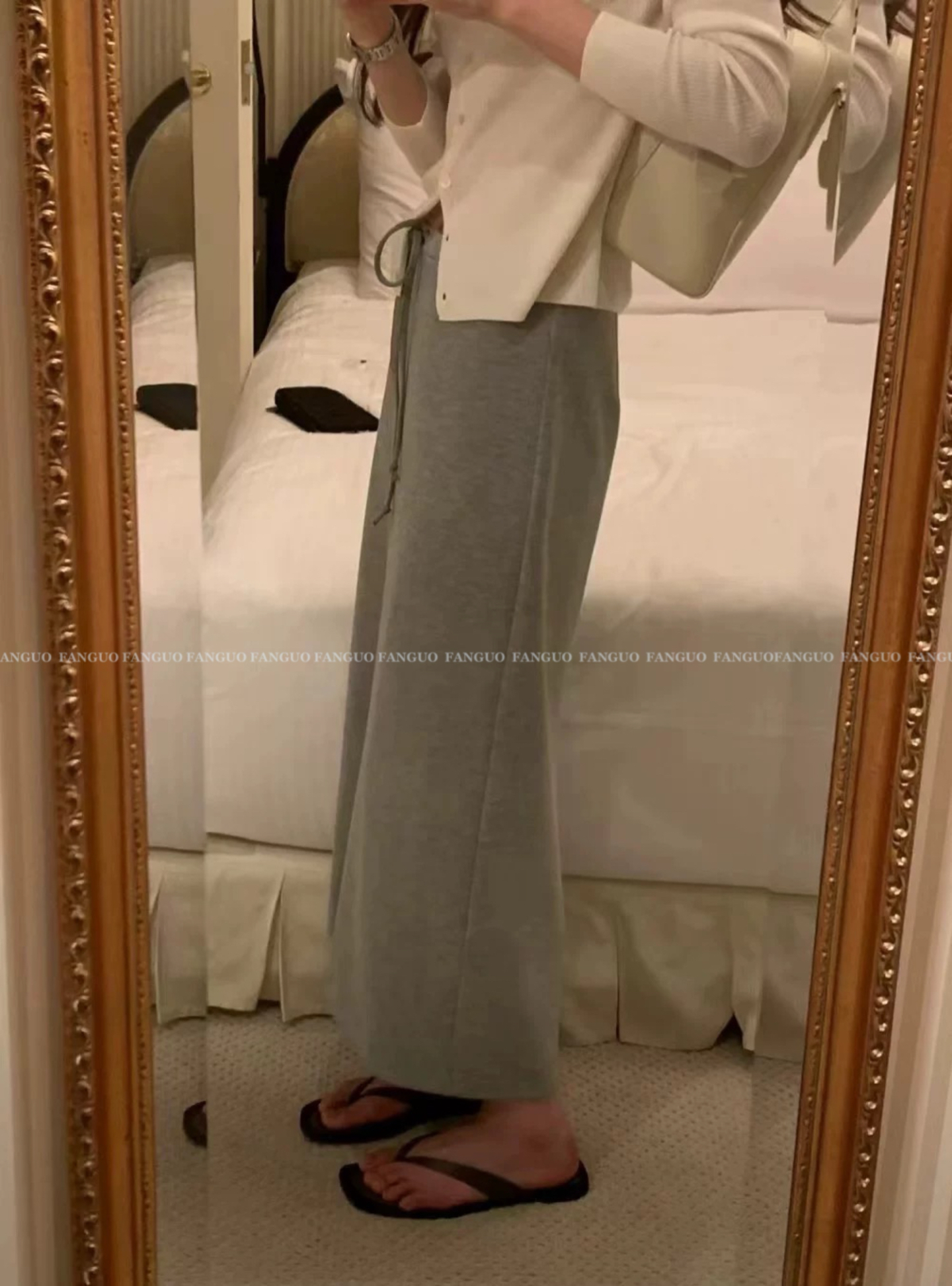 onuce 洋气显瘦 极简百搭松紧绑带开叉A字裙半身裙卫裙