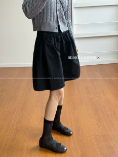 包邮 挺括全棉复古高腰短裙褶皱半身裙A字裙蓬蓬伞裙 美爆 韩国fr