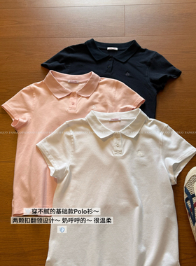 k*sh 谬里谬气的少女感～樱桃刺绣 牛津棉短袖Polo衫女包邮