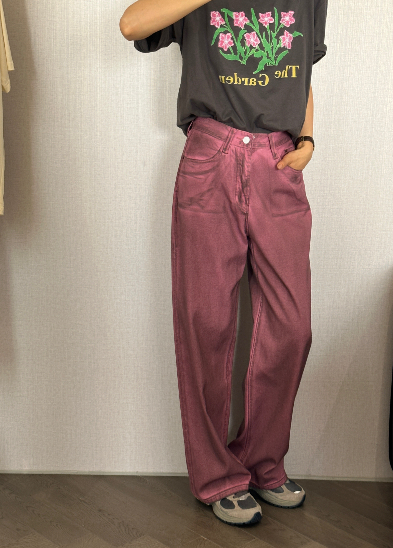 韩国小众 重磅洗水做旧擦色脏脏牛仔裤直筒裤女 2024春夏款新款