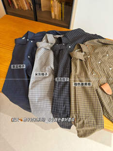 韩国4Pi 原厂！配色狠高级！复古文艺气质慵懒风格子衬衫女衬衣