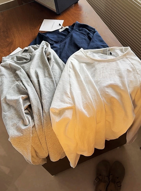 韩国原单stat*ent  随意毛边松弛感 休闲百搭竹节棉长袖T恤女