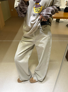 一直寻觅！高级卡其色！配皮带挺括有型直筒牛仔裤女