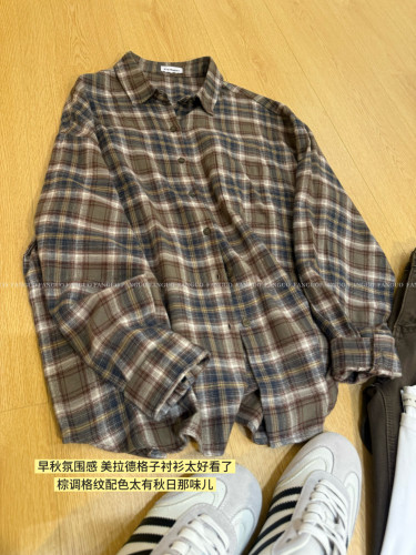 stetam*t 爱惨这个配色/巨柔软！显冷白美拉德氛围感格子衬衫包邮