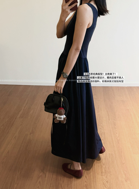 复古高级清冷感～ 美到毫不费力 极简收腰无袖连衣裙长裙包邮