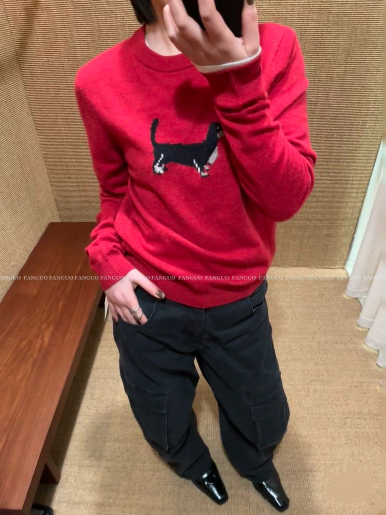 设计师款！爱惨了！氛围感趣味小狗羊毛针织衫打底毛衣女