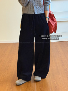 co*！日系复古休闲松紧腰软糯全棉灯芯绒休闲裤弯刀裤女包邮