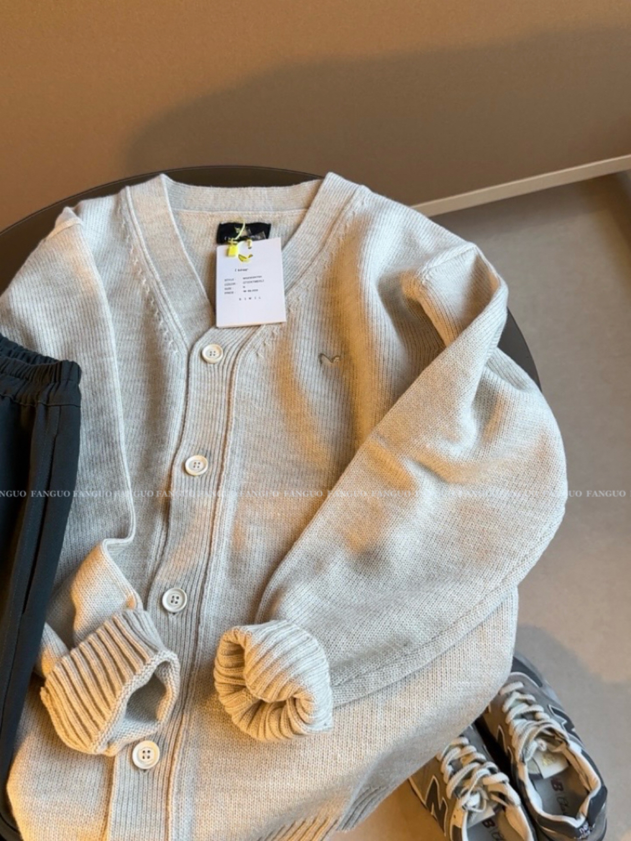 韩国小飞人！原厂货！经典小logo文艺休闲经典羊毛毛衣针织衫开衫