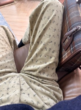 蕃果复古高腰灯芯绒长裤
