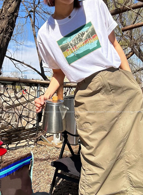 Mon*ell 日本户外 山脉经典logo印花休闲圆领速干T恤男女款